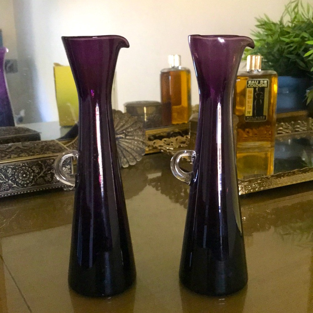 Vintage | purple glass bud vases